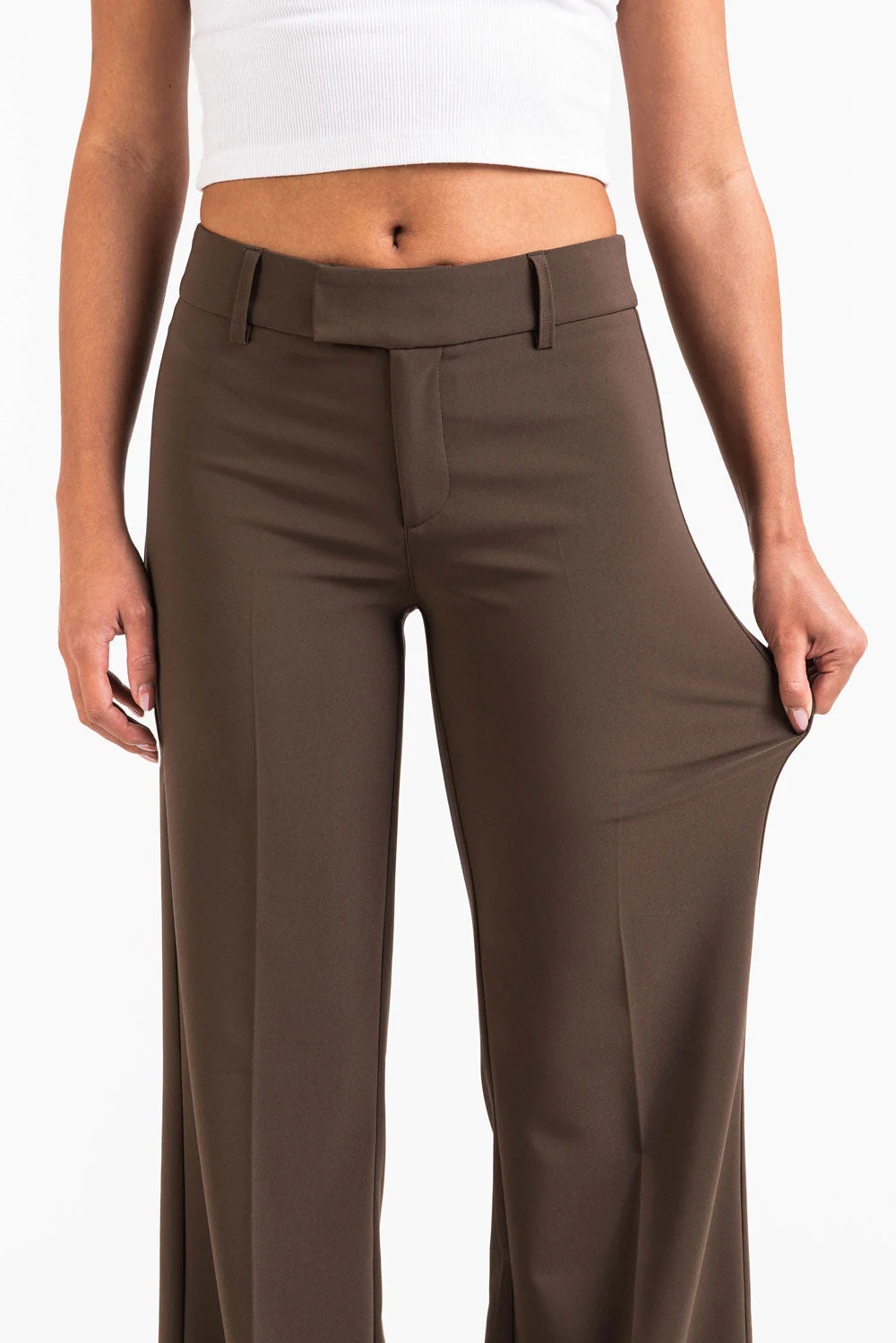 Ava 02Mid Flared Dressbukser - Brown - Image 3