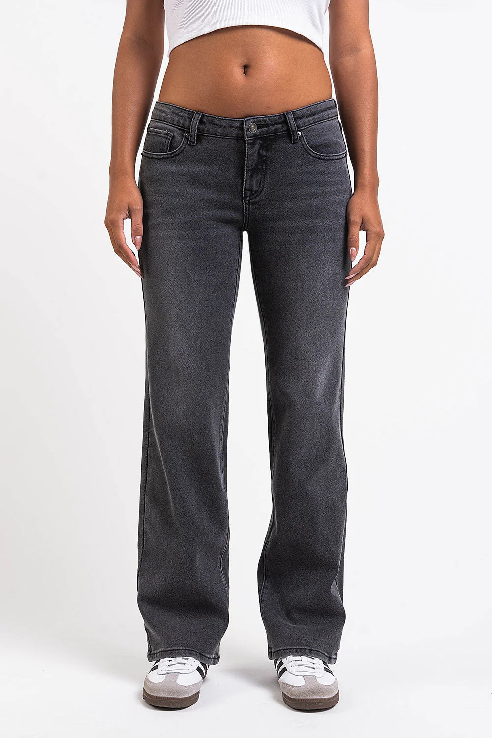 Dina 02Low Rette Jeans - Dark Grey