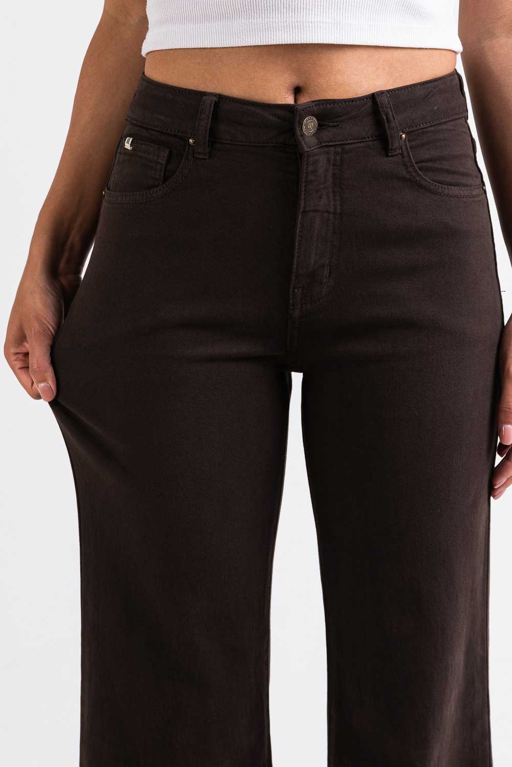 Disa 01High Rette Jeans - Dark Brown - Image 3