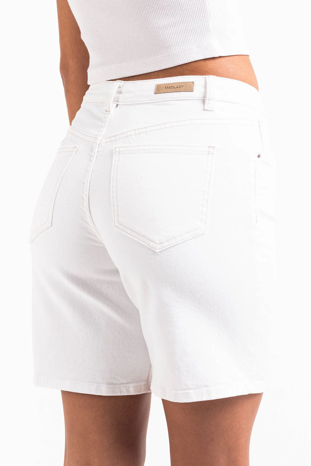 Disa 02Mid 25cm Rette Jeansshorts - White - Image 6