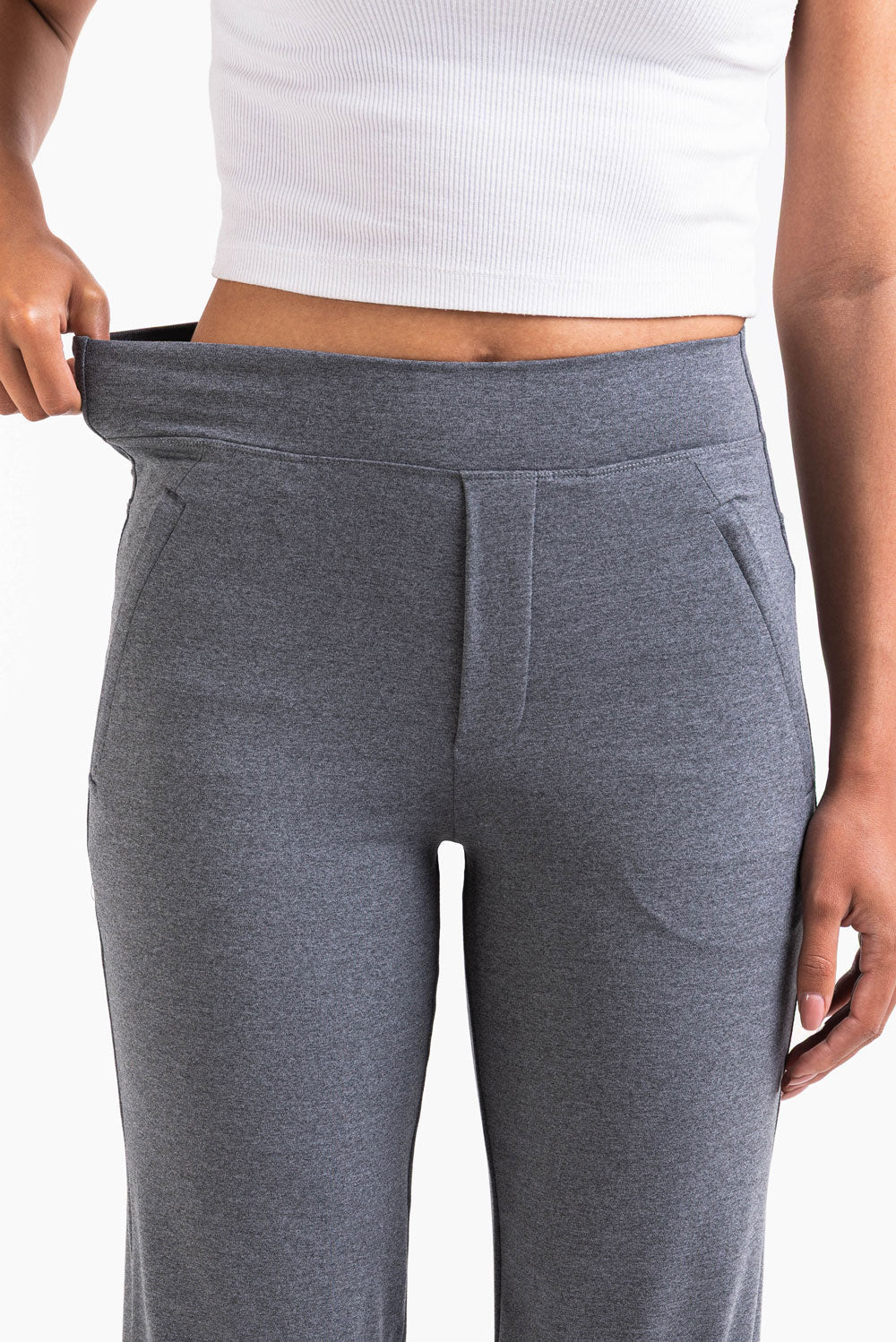 Holly 08High ActiveFlex Rette Bukser - Dark Grey Melange - Image 3
