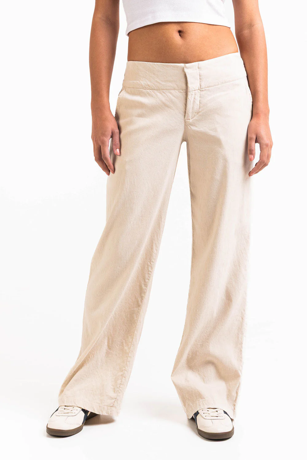 Mabel 03Low LinStretch Rette Linbukser - Linen Beige - Image 5