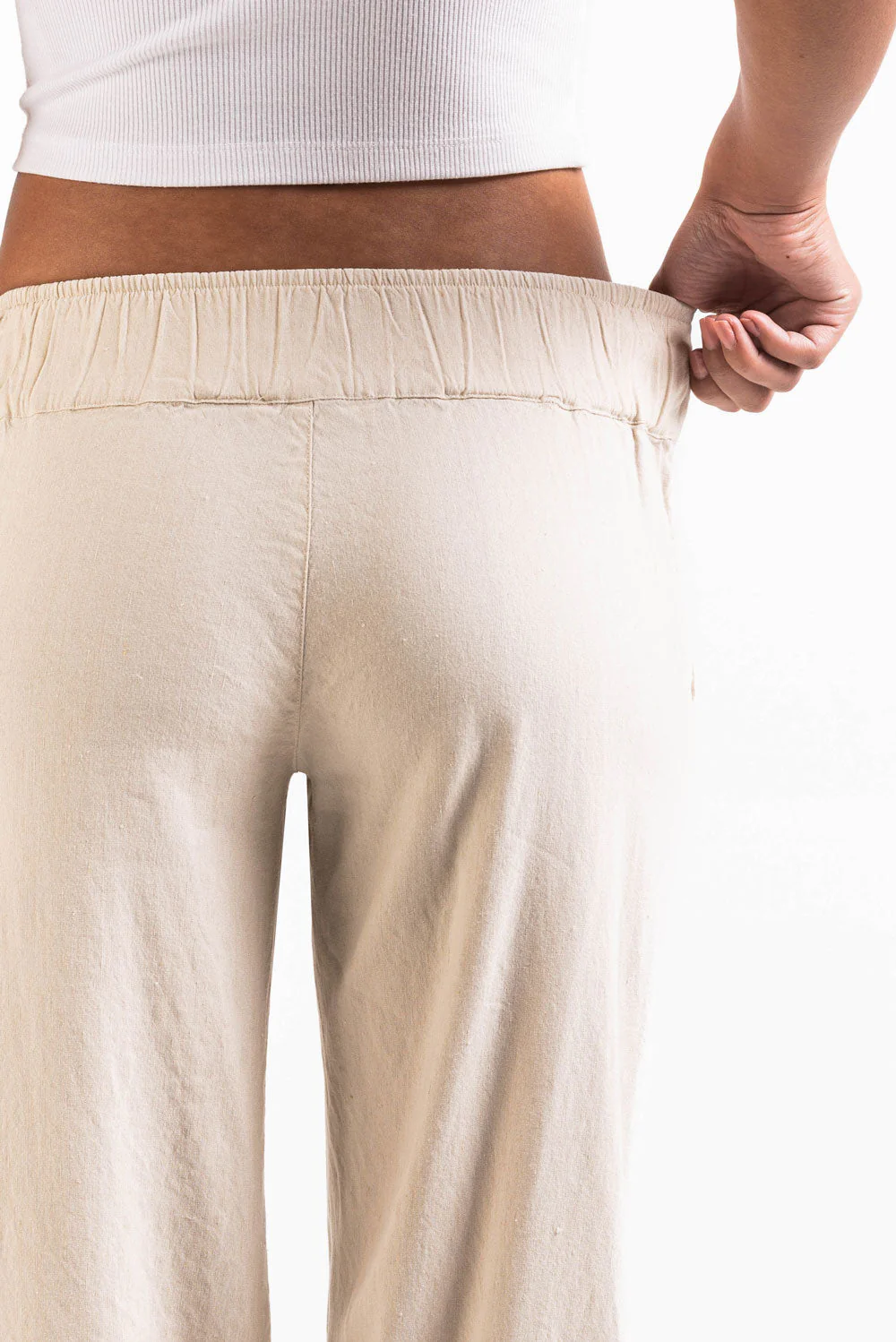 Mabel 03Low LinStretch Rette Linbukser - Linen Beige - Image 7