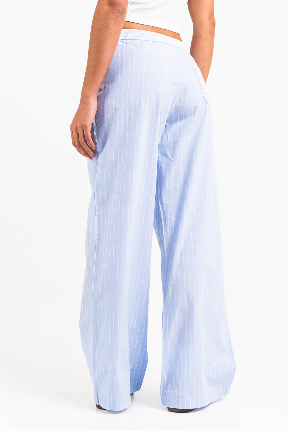 Mandy 01Mid Vide Loungebukser - Light Blue Striped - Image 2