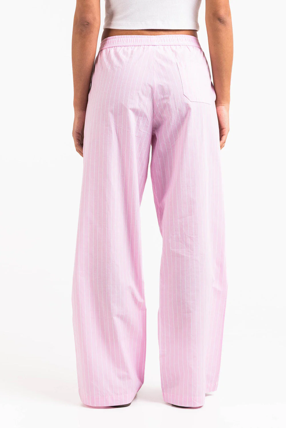 Mandy 01Mid Vide Loungebukser - Light Pink Striped - Image 2