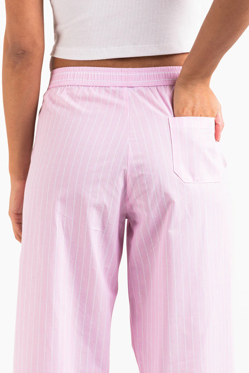 Mandy 01Mid Vide Loungebukser - Light Pink Striped - Image 7